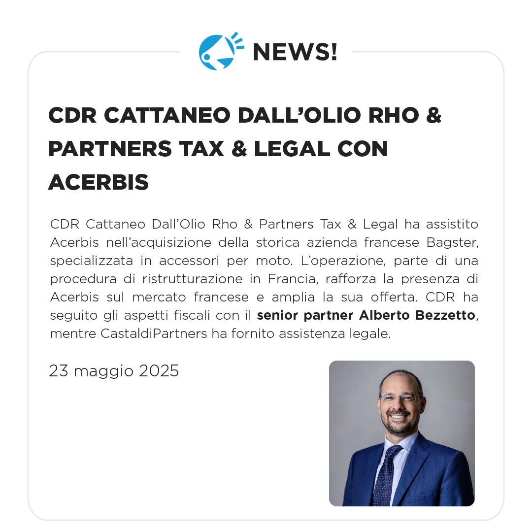 CDR Cattaneo Dall’Olio Rho & Partners Tax & Legal con Acerbis