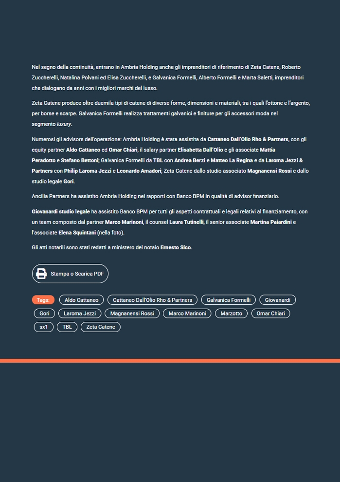 Marzottto Acquisce Il Controllo Di Zeta Catena E Galvanica Formelli 2