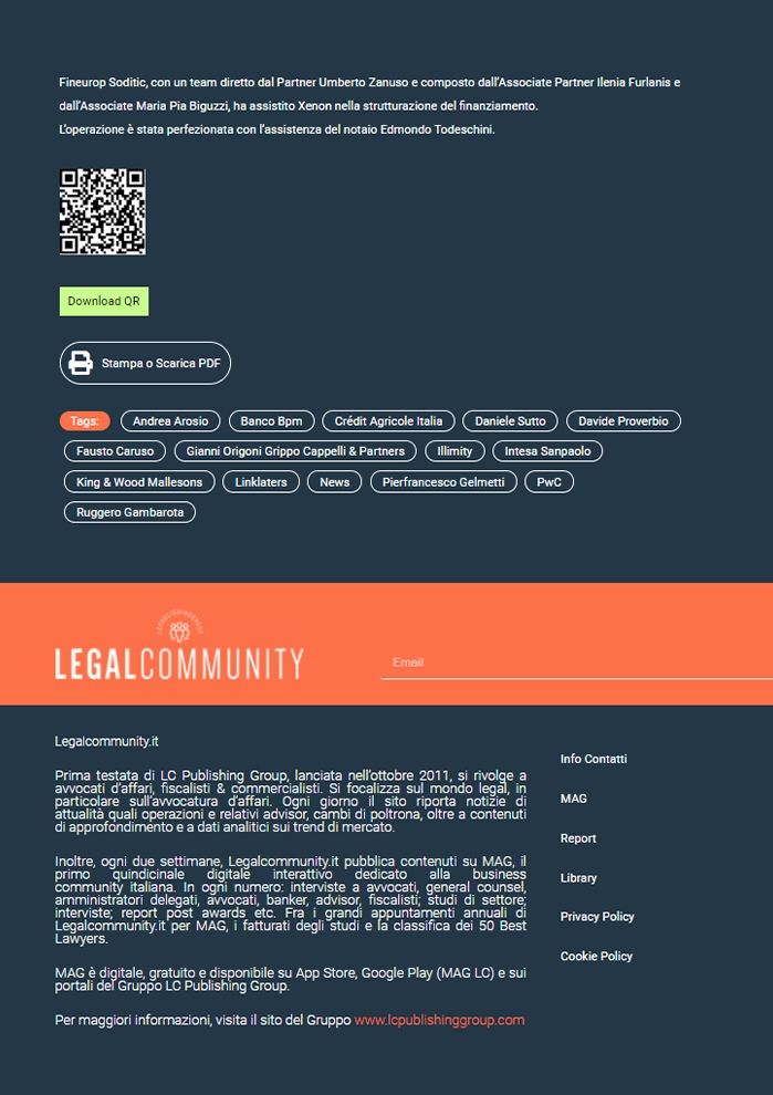 Xenon acquisisce la maggioranza di Koverlux 3